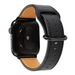For Apple Watch Series 7 41mm / 6 & SE & 5 & 4 40mm / 3 & 2 & 1 38mm Solid Color Genuine Leather Watch Band(Black)
