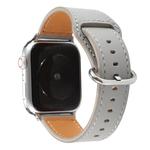 For Apple Watch Series 7 45mm / 6 & SE & 5 & 4 44mm / 3 & 2 & 1 42mm Solid Color Genuine Leather Watch Band(Grey)