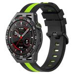 For Coros Apex 46mm/Apex Pro / Ticwatch Pro 3 22mm Vertical Two-Color Silicone Watch Band(Black+Lime Green)