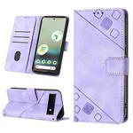 For Google Pixel 6a 5G Skin-feel Embossed Leather Phone Case(Light Purple)