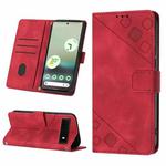 For Google Pixel 6a 5G Skin-feel Embossed Leather Phone Case(Red)