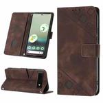 For Google Pixel 6a 5G Skin-feel Embossed Leather Phone Case(Brown)