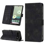 For Google Pixel 6a 5G Skin-feel Embossed Leather Phone Case(Black)