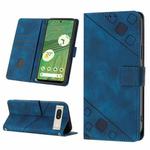 For Google Pixel 7 Skin-feel Embossed Leather Phone Case(Blue)