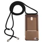 For iPhone 6s / 6 Transparent TPU Protective Case with Lanyard & Card Slot(Black)