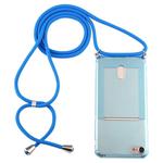 For iPhone 8 / 7 Transparent TPU Protective Case with Lanyard & Card Slot(Blue)