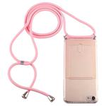 For iPhone 8 / 7 Transparent TPU Protective Case with Lanyard & Card Slot(Pink)