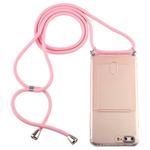 For iPhone 8 Plus / 7 Plus Transparent TPU Protective Case with Lanyard & Card Slot(Pink)