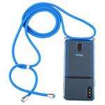 For iPhone X / XS Transparent TPU Protective Case with Lanyard & Card Slot(Blue)