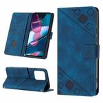 For Motorola Edge+ 2023 Skin-feel Embossed Leather Phone Case(Blue)