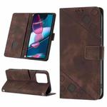 For Motorola Edge+ 2023 Skin-feel Embossed Leather Phone Case(Brown)