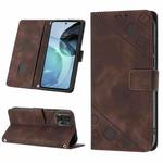 For Motorola Moto G72 Skin-feel Embossed Leather Phone Case(Brown)