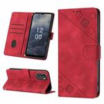 For Nokia G60 Skin-feel Embossed Leather Phone Case(Red)