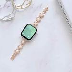 Metal Bracelet Watch Band For Apple Watch Series 8&7 45mm / SE 2&6&SE&5&4 44mm / 3&2&1 42mm(Pearl Flower Rose)