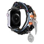 Beaded Posey Wings Bracelet Watch Band For Apple Watch Series 8&7 41mm / SE 2&6&SE&5&4 40mm / 3&2&1 38mm(Black)