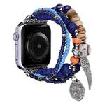 Beaded Posey Wings Bracelet Watch Band For Apple Watch Series 8&7 41mm / SE 2&6&SE&5&4 40mm / 3&2&1 38mm(Royal Blue)