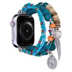 Beaded Posey Wings Bracelet Watch Band For Apple Watch Series 8&7 41mm / SE 2&6&SE&5&4 40mm / 3&2&1 38mm(Lake Blue)