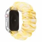 For Apple Watch Series 7 45mm / 6 & SE & 5 & 4 44mm / 3 & 2 & 1 42mm Plaid Pattern Cloth + Stainless Steel Hair Ring Watch Band(Yellow)