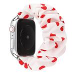 For Apple Watch Series 7 41mm / 6 & SE & 5 & 4 40mm / 3 & 2 & 1 38mm Cloth + Stainless Steel Hair Ring Watch Band(Red Spot)