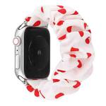 For Apple Watch Series 7 45mm / 6 & SE & 5 & 4 44mm / 3 & 2 & 1 42mm Cloth + Stainless Steel Hair Ring Watch Band(Red Spot)