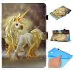 For Galaxy Tab A 8.0 (2015) T350 Painted Horizontal Flat Leather Case with Sleep Function & Card Slot & Buckle Anti-skid Strip & Bracket & Wallet(Unicorn)