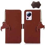 For Xiaomi 13 Lite / Civi 2 Genuine Leather Magnetic RFID Leather Phone Case(Coffee)