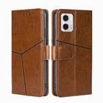 For Motorola Moto G73 5G Geometric Stitching Leather Phone Case(Light Brown)