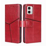For Motorola Moto G73 5G Geometric Stitching Leather Phone Case(Red)