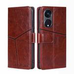 For OPPO Reno8 T 5G/A1 Pro 5G Geometric Stitching Leather Phone Case(Dark Brown)