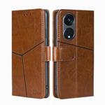 For OPPO Reno8 T 5G/A1 Pro 5G Geometric Stitching Leather Phone Case(Light Brown)