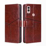 For Kyocera Android One S10 Geometric Stitching Leather Phone Case(Dark Brown)