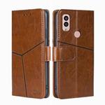 For Kyocera Android One S10 Geometric Stitching Leather Phone Case(Light Brown)