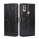 For Kyocera Android One S10 Geometric Stitching Leather Phone Case(Black)