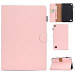 For Kindle Fire 7(2015/2017/2019) Solid Color Tablet PC Universal Magnetic Horizontal Flip Leather Case with Card Slots & Holder(Pink)