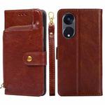 For Motorola Moto G53 5G/G13 4G/G23 4G Zipper Bag Leather Phone Case(Brown)