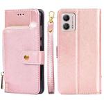 For Motorola Moto G53 5G/G13 4G/G23 4G Zipper Bag Leather Phone Case(Rose Gold)