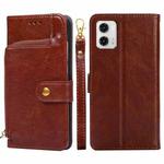 For Motorola Moto G73 5G Zipper Bag Leather Phone Case(Brown)