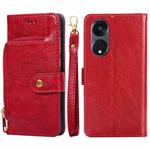 For OPPO Reno8 T 5G/A1 Pro 5G Zipper Bag Leather Phone Case(Red)