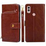 For Kyocera Android One S10 Zipper Bag Leather Phone Case(Brown)