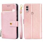 For Kyocera Android One S10 Zipper Bag Leather Phone Case(Rose Gold)