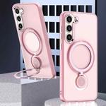 For Samsung Galaxy S22 5G 360 Degree Rotation Holder MagSafe Magnetic Phone Case(Pink)