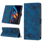 For Tecno Pova 2 Skin-feel Embossed Leather Phone Case(Blue)