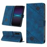 For Sony Xperia 1 IV Skin-feel Embossed Leather Phone Case(Blue)