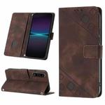 For Sony Xperia 1 IV Skin-feel Embossed Leather Phone Case(Brown)