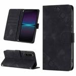 For Sony Xperia 1 IV Skin-feel Embossed Leather Phone Case(Black)