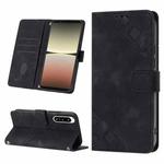 For Sony Xperia 5 IV Skin-feel Embossed Leather Phone Case(Black)