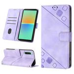 For Sony Xperia 10 IV Skin-feel Embossed Leather Phone Case(Light Purple)