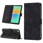 For Sony Xperia 10 IV Skin-feel Embossed Leather Phone Case(Black)