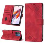 For Xiaomi Redmi 12C / 11A 4G Skin-feel Embossed Leather Phone Case(Red)