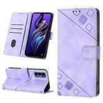 For Tecno Pova 3 LE7 Skin-feel Embossed Leather Phone Case(Light Purple)